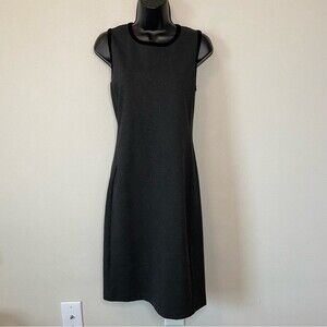 Ralph Lauren Charcoal Grey Black Velvet Trim Bodycon Dress Sz Medium